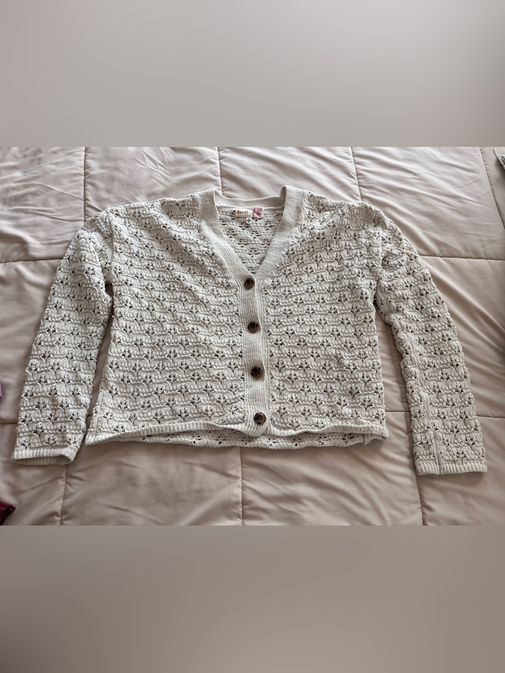 Crocheted cute white sweater